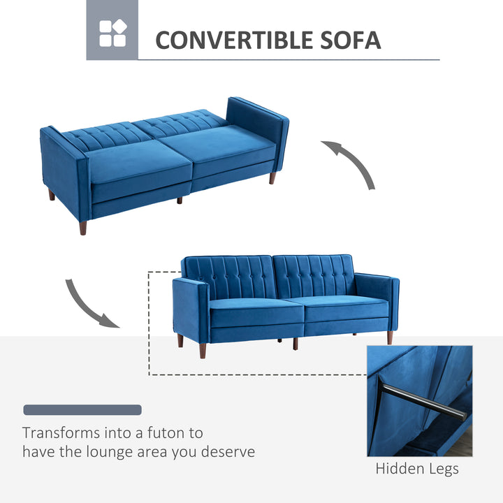 Modern Convertible Sofa Futon Velvet-Touch Tufted Couch Compact Loveseat with Adjustable Split Back