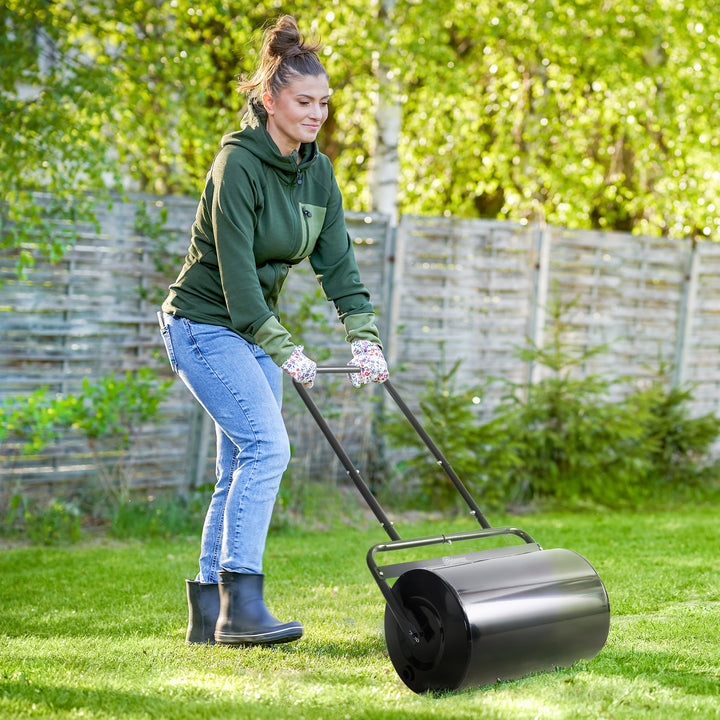 38L Fillable Cylinder Steel Lawn Roller - Black