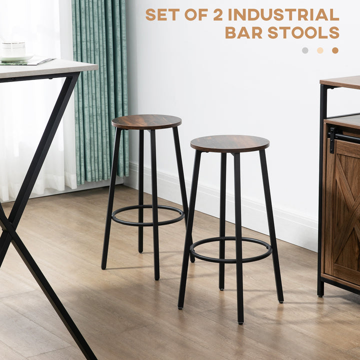 Industrial Bar Chair Set of 2: Steel Legs