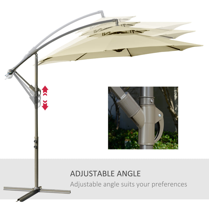 2.7m Garden Banana Parasol Cantilever Umbrella w/ Crank Handle