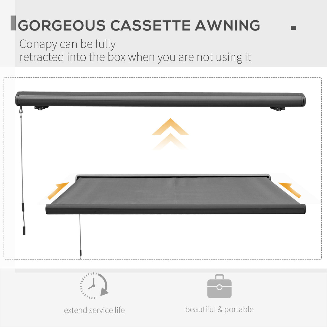 Cassette Electric Motorised Manual Awning Door Window Patio Canopy Retractable Sun Shade w/ R/C