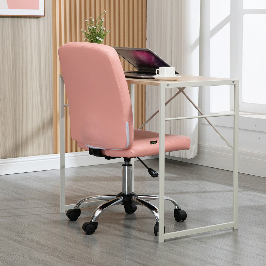 Vinsetto Armless Faux Leather Office Chair, Pink