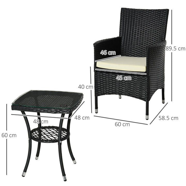 Waterproof Rattan Bistro Set: 3 Piece Garden Furniture with Weave Chairs & Table