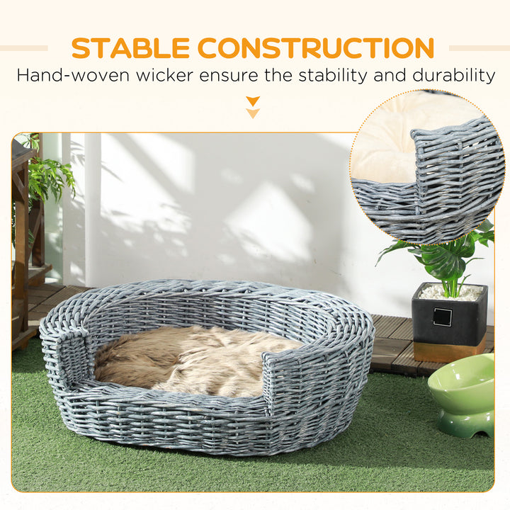 Willow Pet Sofa: Rattan Basket with Soft Cushion for Cats & Small Dogs