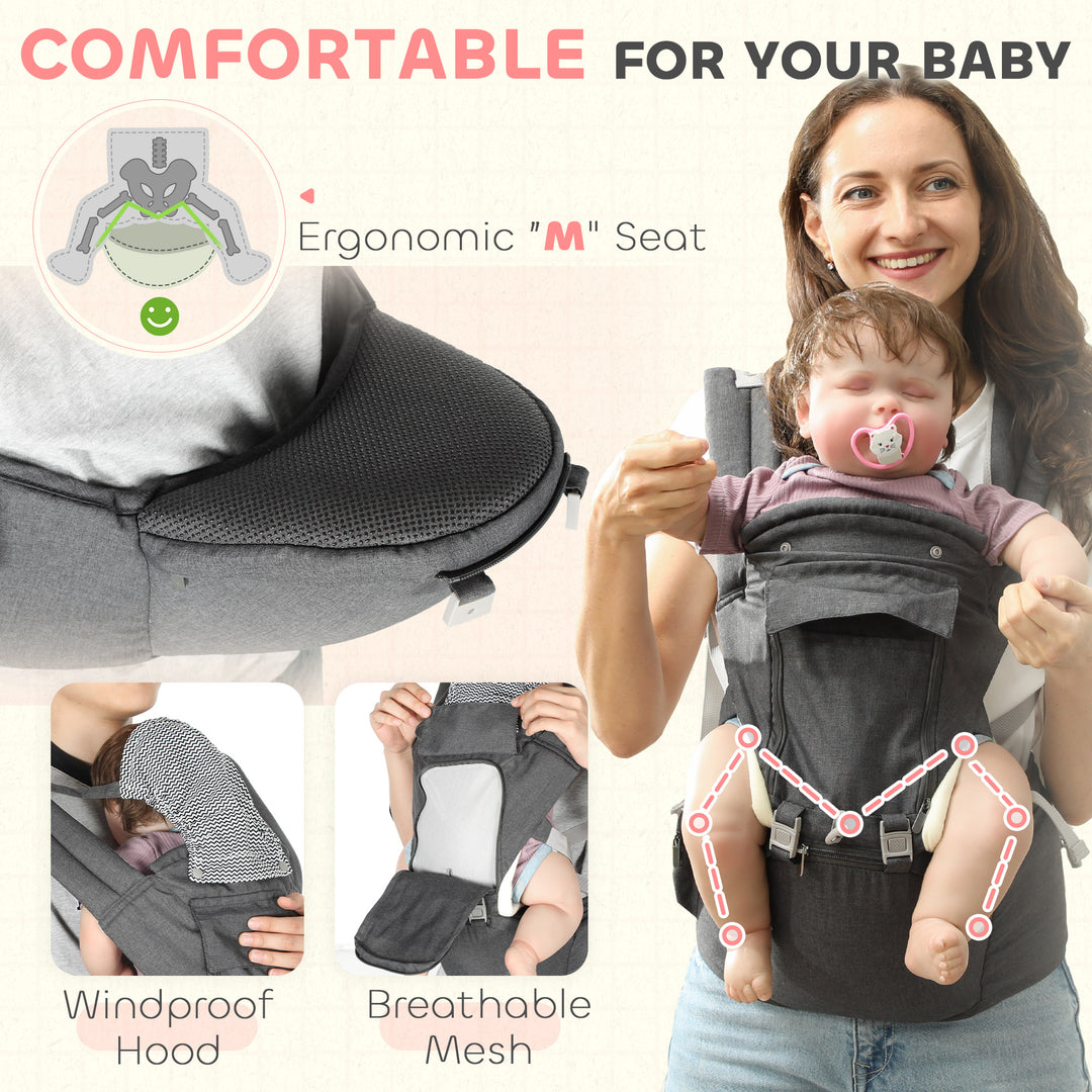 6 in 1 Baby Carrier Newborn to Toddler with Removable Seat for 0-36 Months