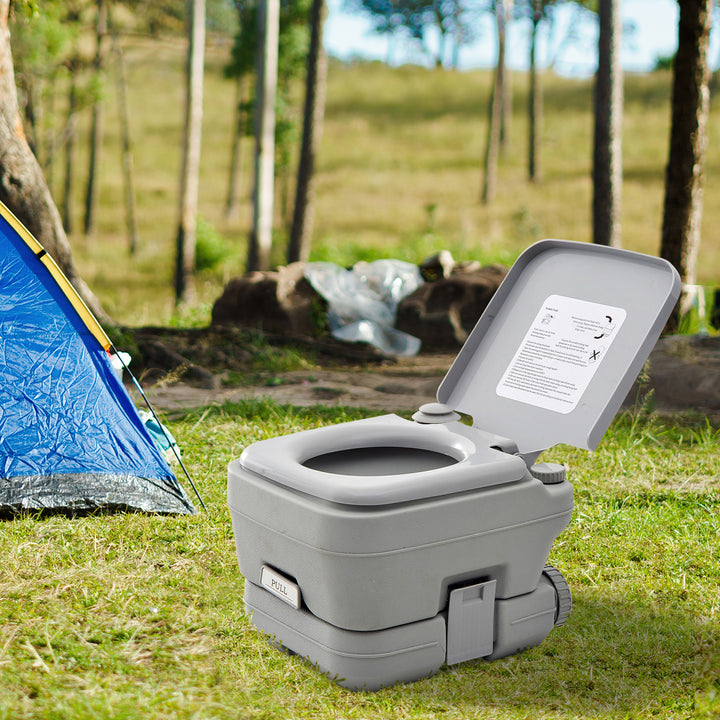 10L Portable Travel Toilet Outdoor Camping Picnic with 2 Detachable Tanks & Push-button Operation