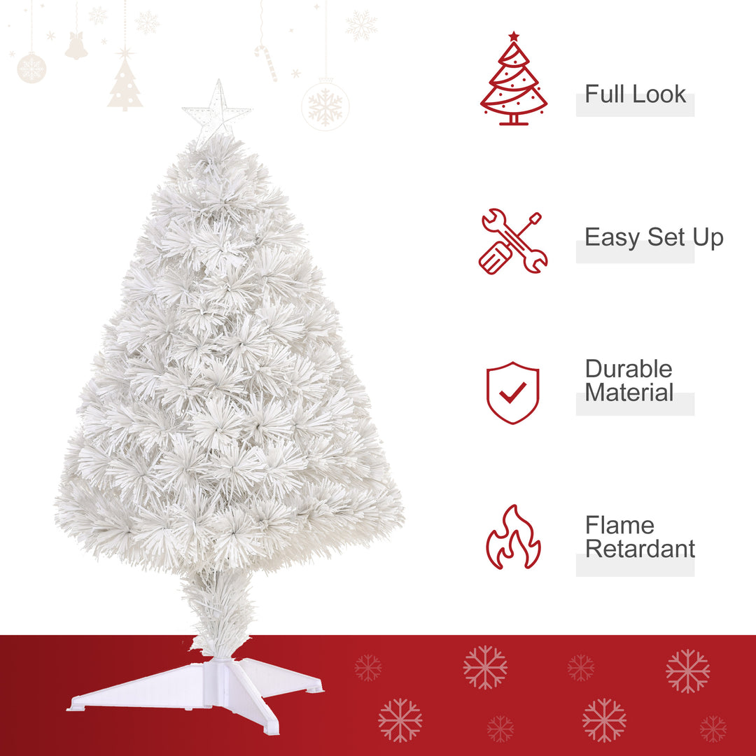 2.5FT Prelit Artificial Tabletop Christmas Tree with Fibre Optics Holiday Home Xmas Decoration for Table and Desk