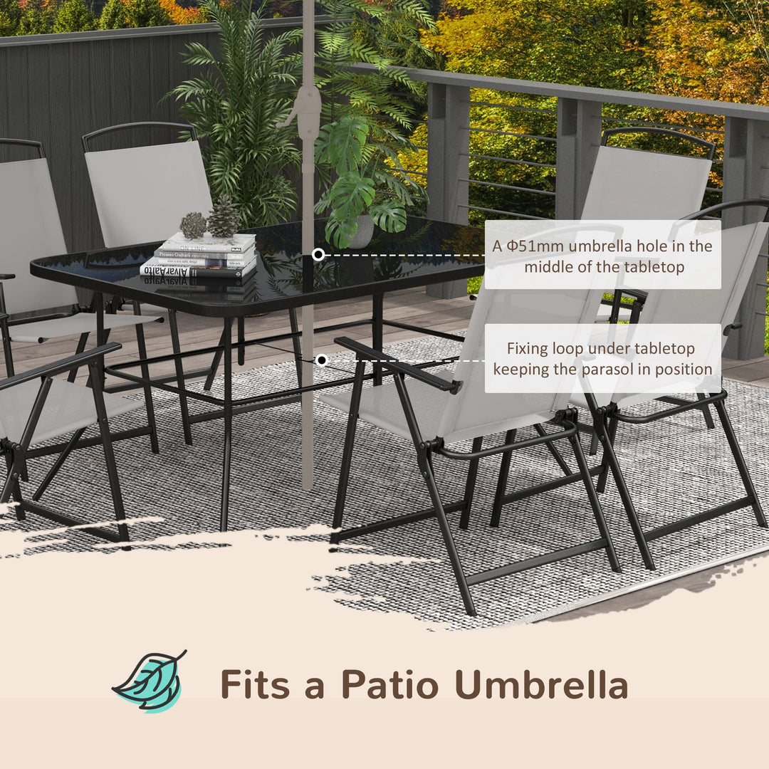 7 Pieces Metal Garden Furniture Set with Folding Chairs