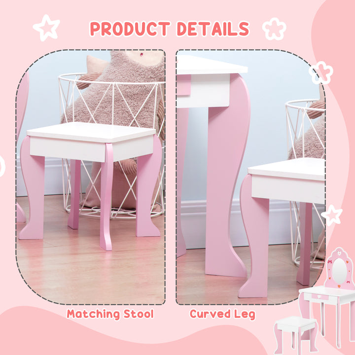 Pink Kids Vanity Set with Dressing Table