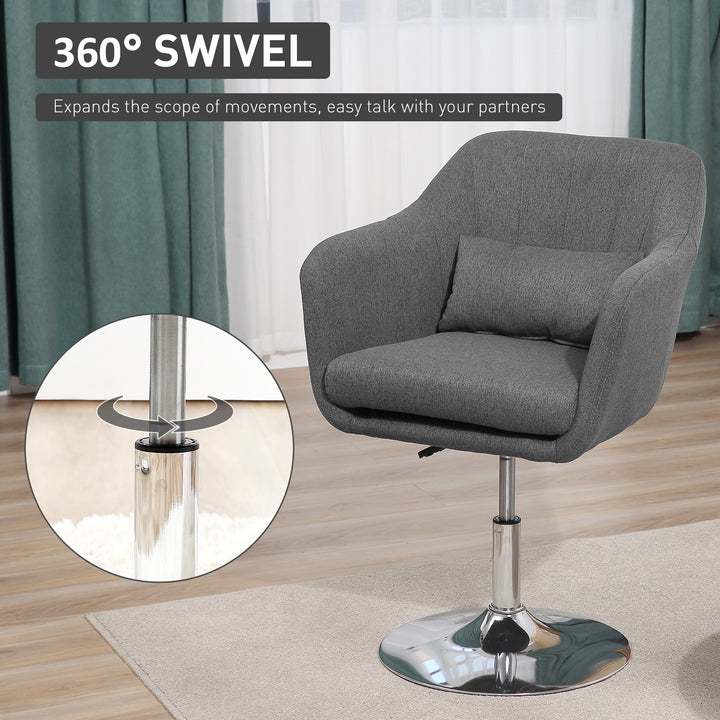 Swivel Accent Chair Contemporary Vanity Armchair with Adjustable Height Thick Cushion Lumbar Support Armrest for Bedroom