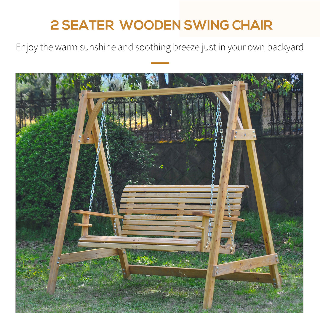 2-Seater Larch Wood Swing Chair Bench