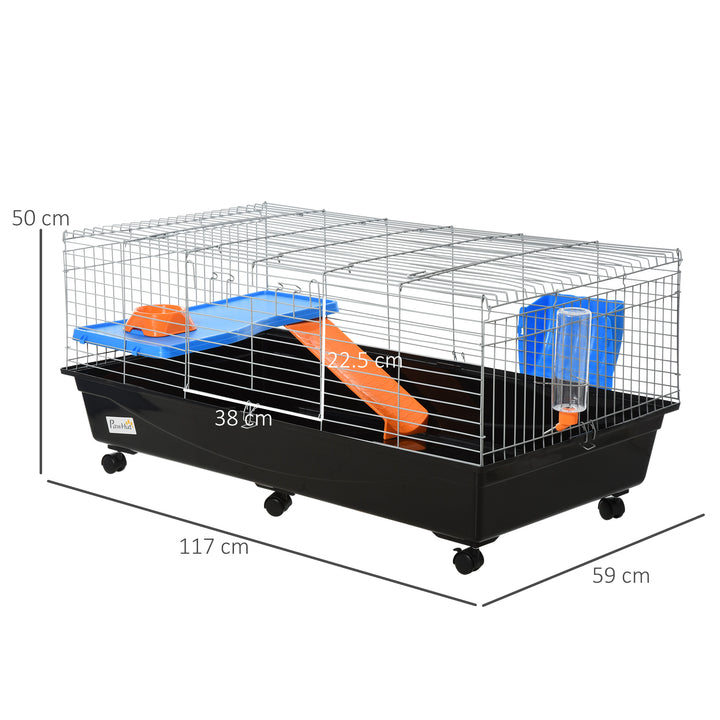 Steel Medium 2-Tier Small Guinea Pigs Hutches w/ Accessories Blue/Orange