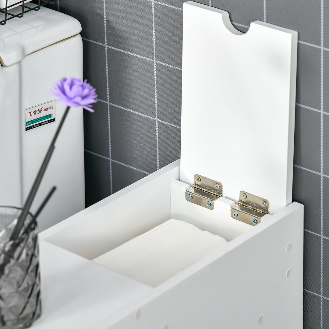 HOMCOM Slim Bathroom Cabinet with Toilet Paper Holder