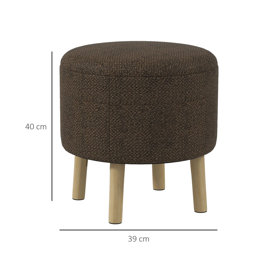 Linen Fabric Ottoman Stool with Storage