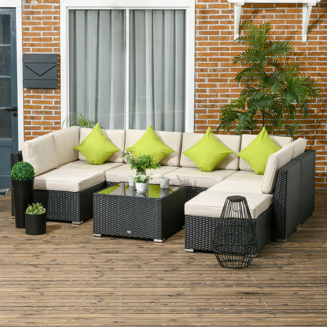 8 Pieces PE Rattan Corner Sofa Set