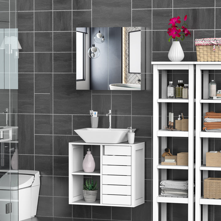 HOMCOM Bathroom Cabinet: Stainless Steel Mirror Storage, Wall-Mounted Spaciousness Aosom UK