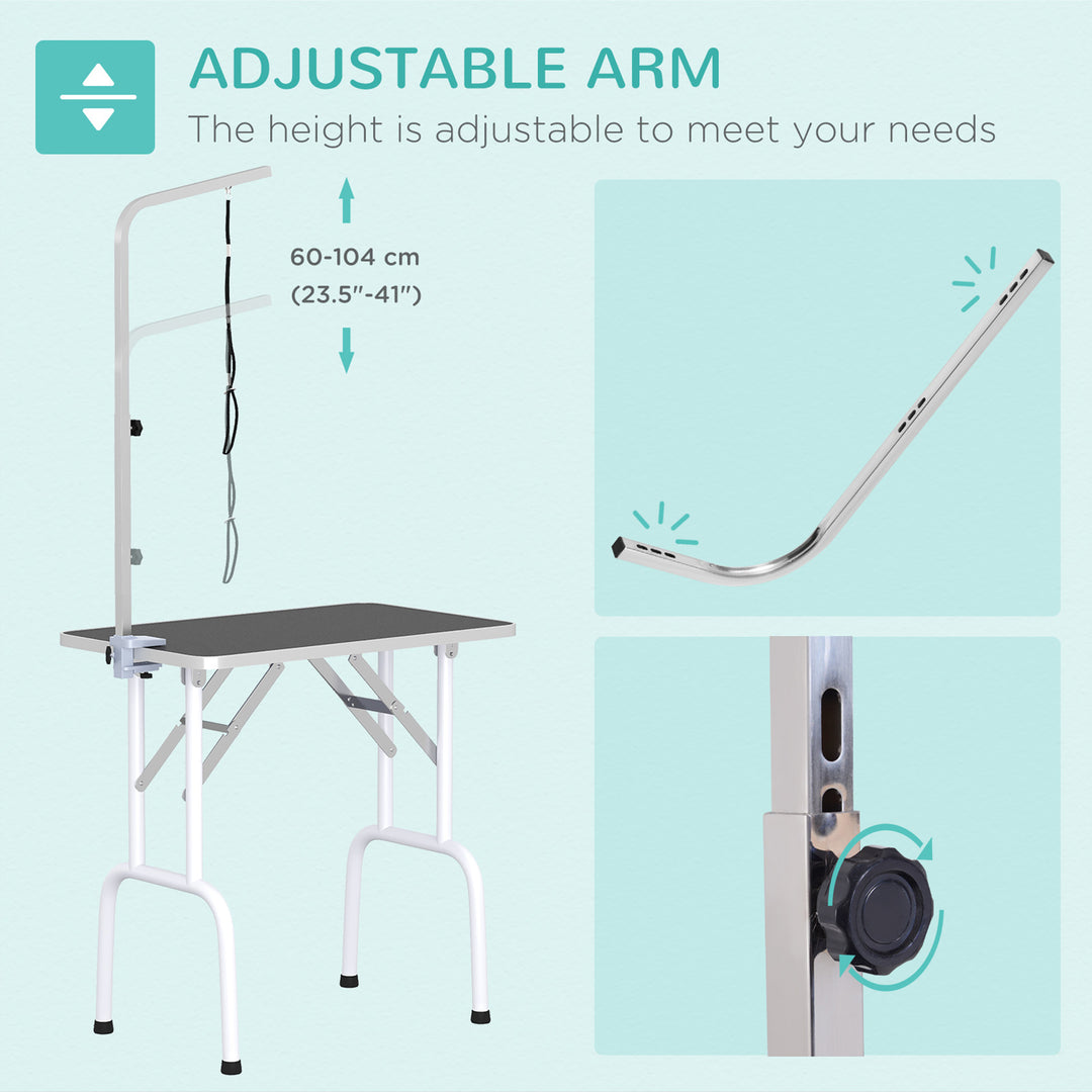 Folding Pet Grooming Table for Small Dogs with Adjustable Grooming Arm Max Load 30 KG