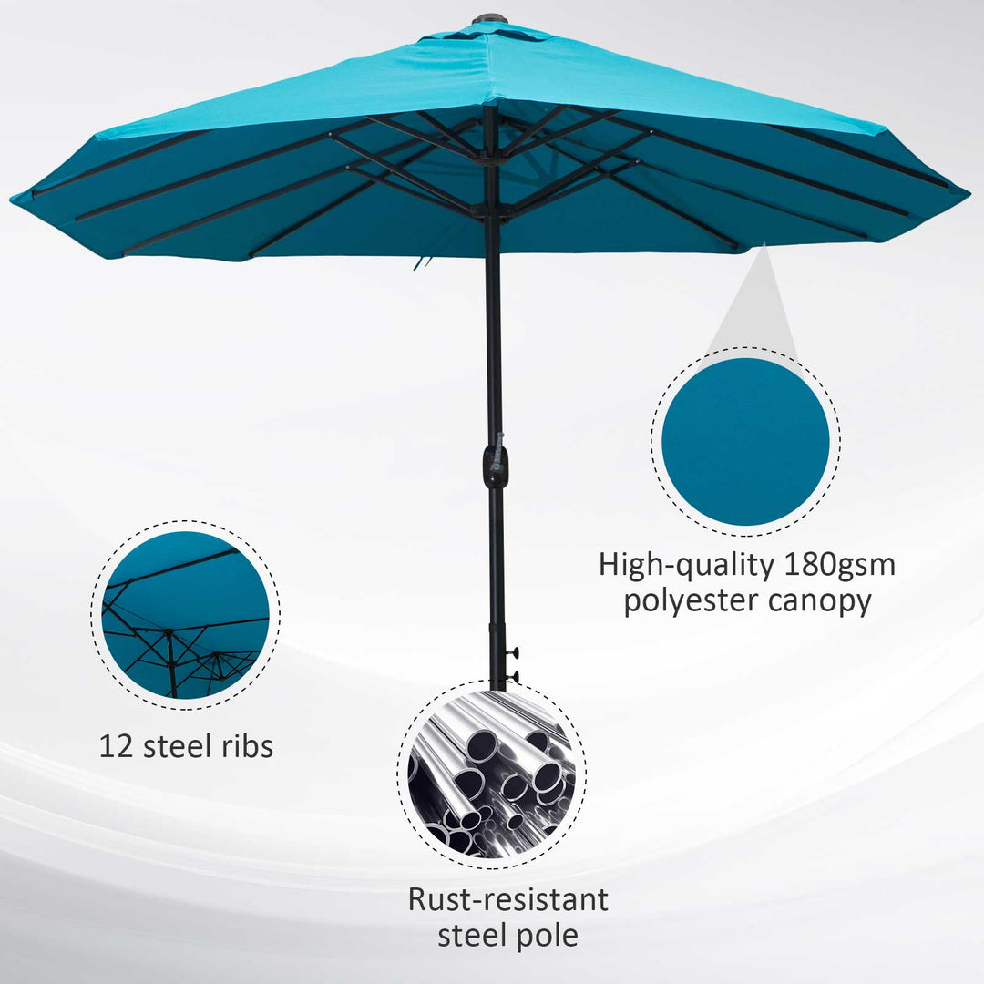 Waterproof 4.6m Double-Sided Patio Parasol Sun Umbrella-Blue