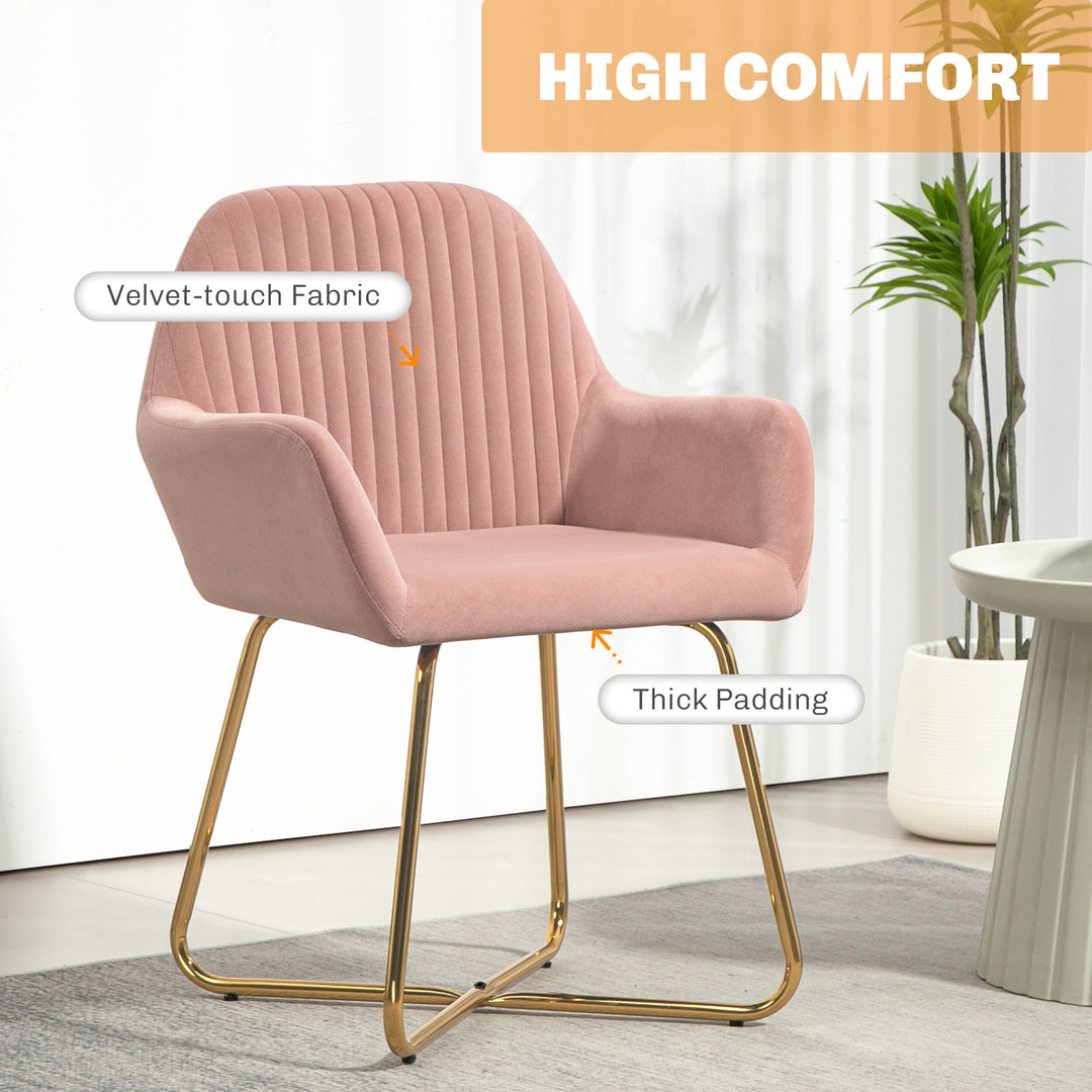 Modern Arm Chair Upholstered Accent Chair with Metal Base for Living Room Pink