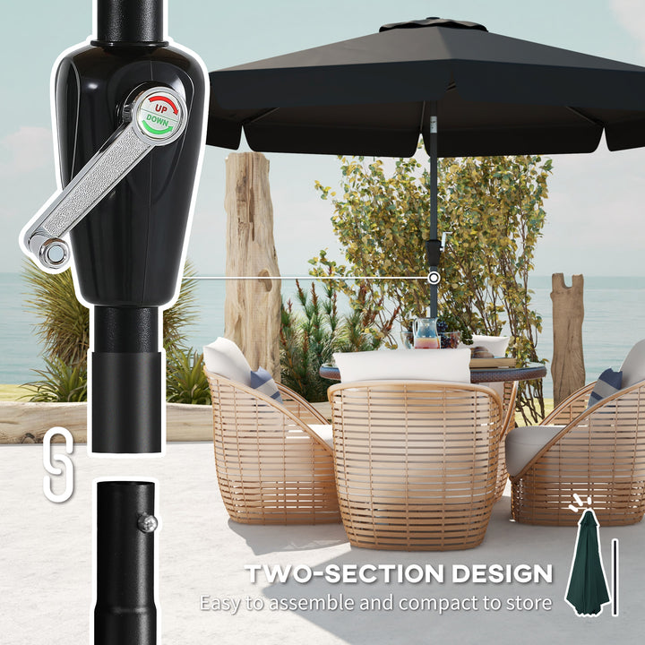 2.7m Patio Parasol: Tilting Crank Umbrella with Ruffled Canopy