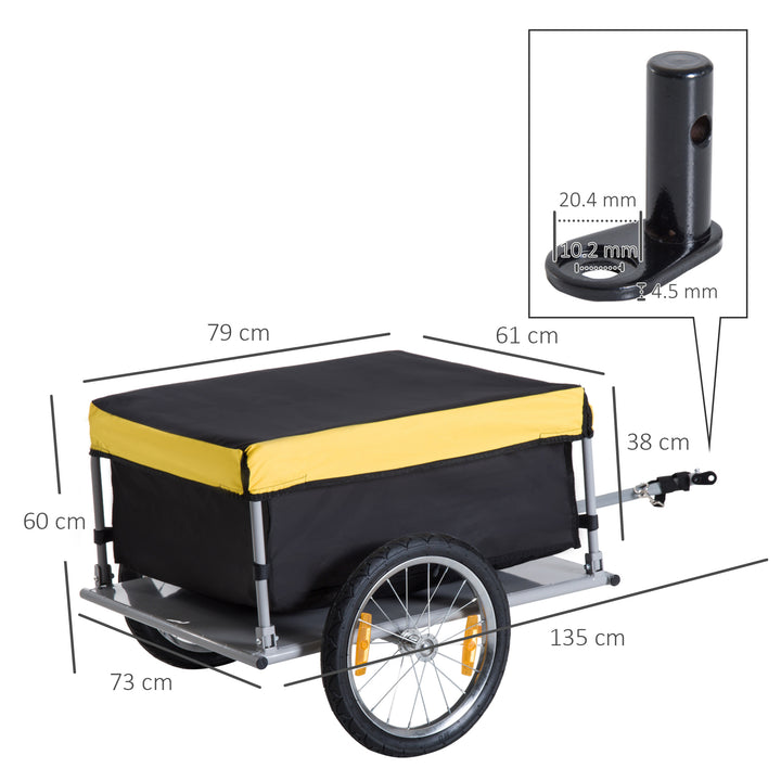 Steel Frame Bike Cargo Trailer Storage Cart and Luggage Trailer with Hitch Yellow