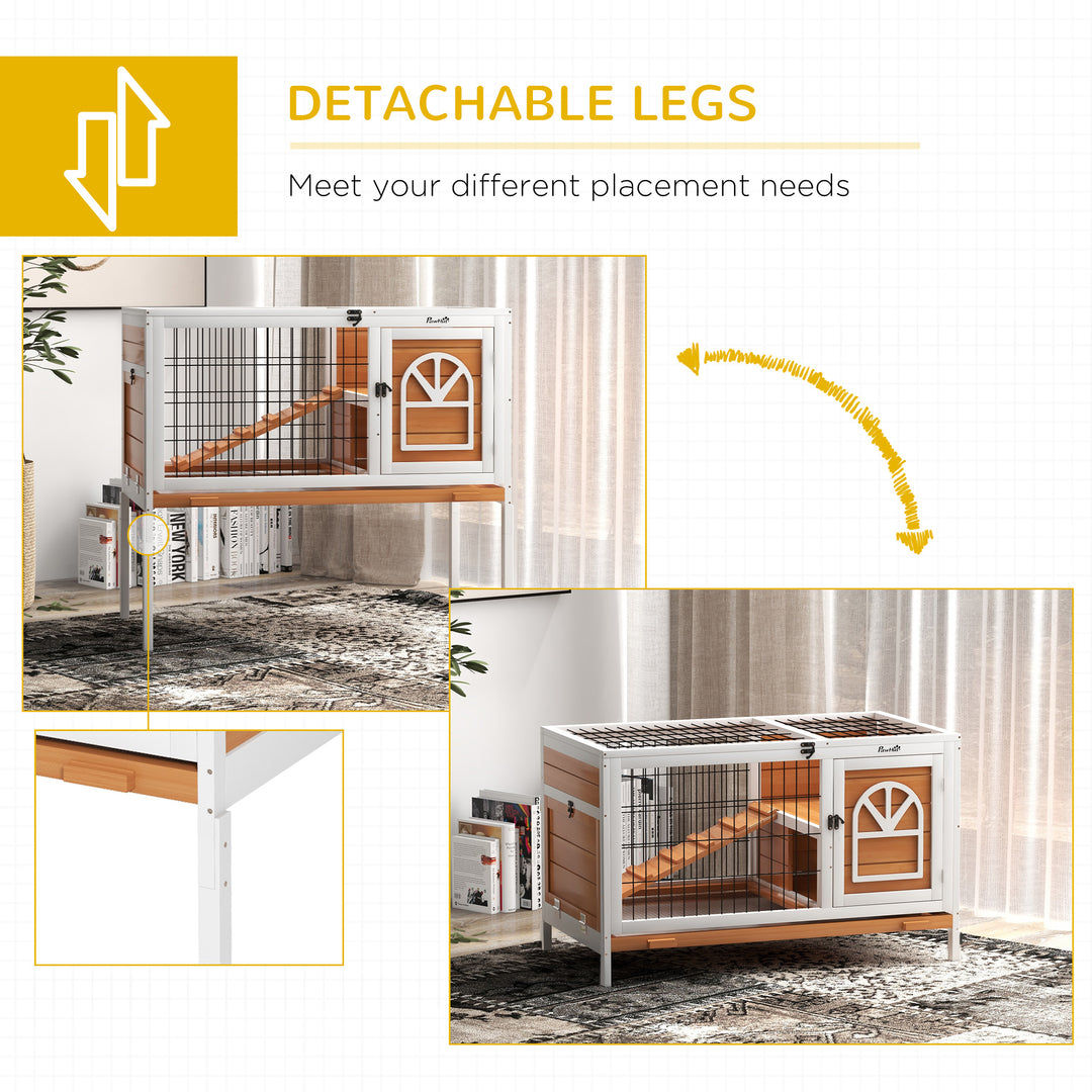 Rabbit Hutch: Wooden Cage with Removable Tray & Openable Roof