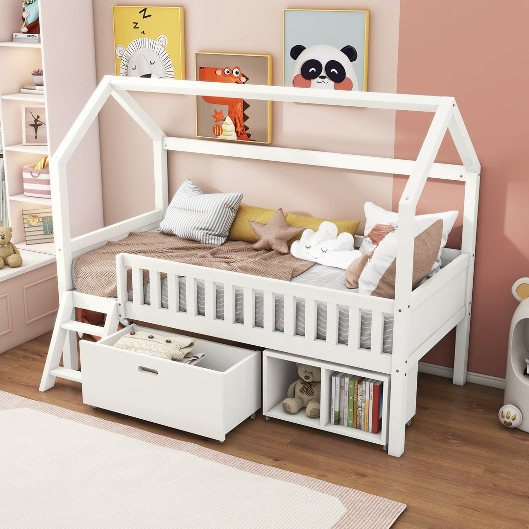 Children's Bed with Drawers and Storage Compartments