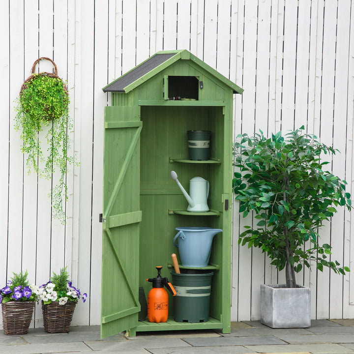 Garden Shed Vertical Utility 3 Shelves Shed Wood Outdoor Garden Tool Storage Unit Storage Cabinet