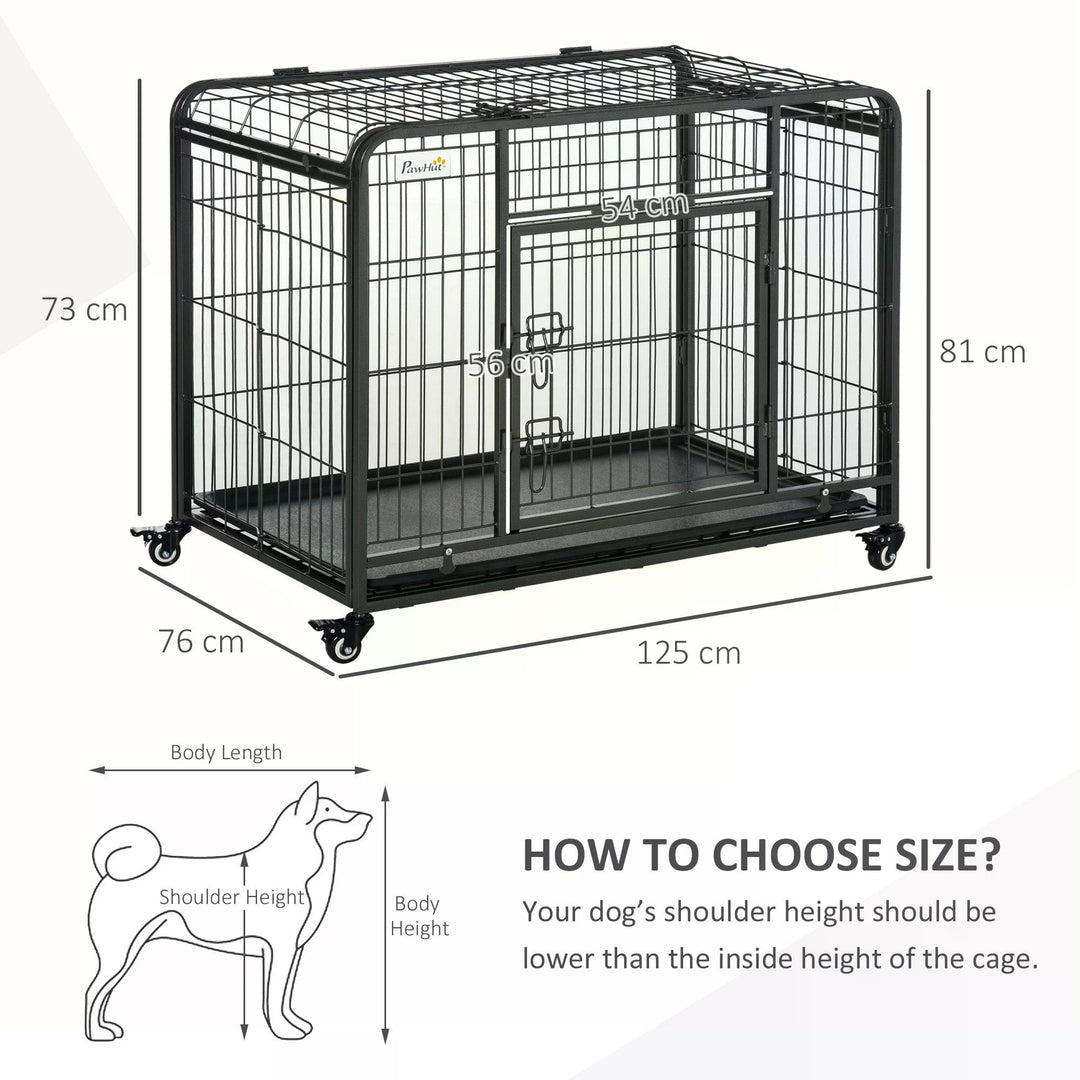 Folding Heavy-Duty Dog Crate: Double Door Pet Kennel with Removable Tray