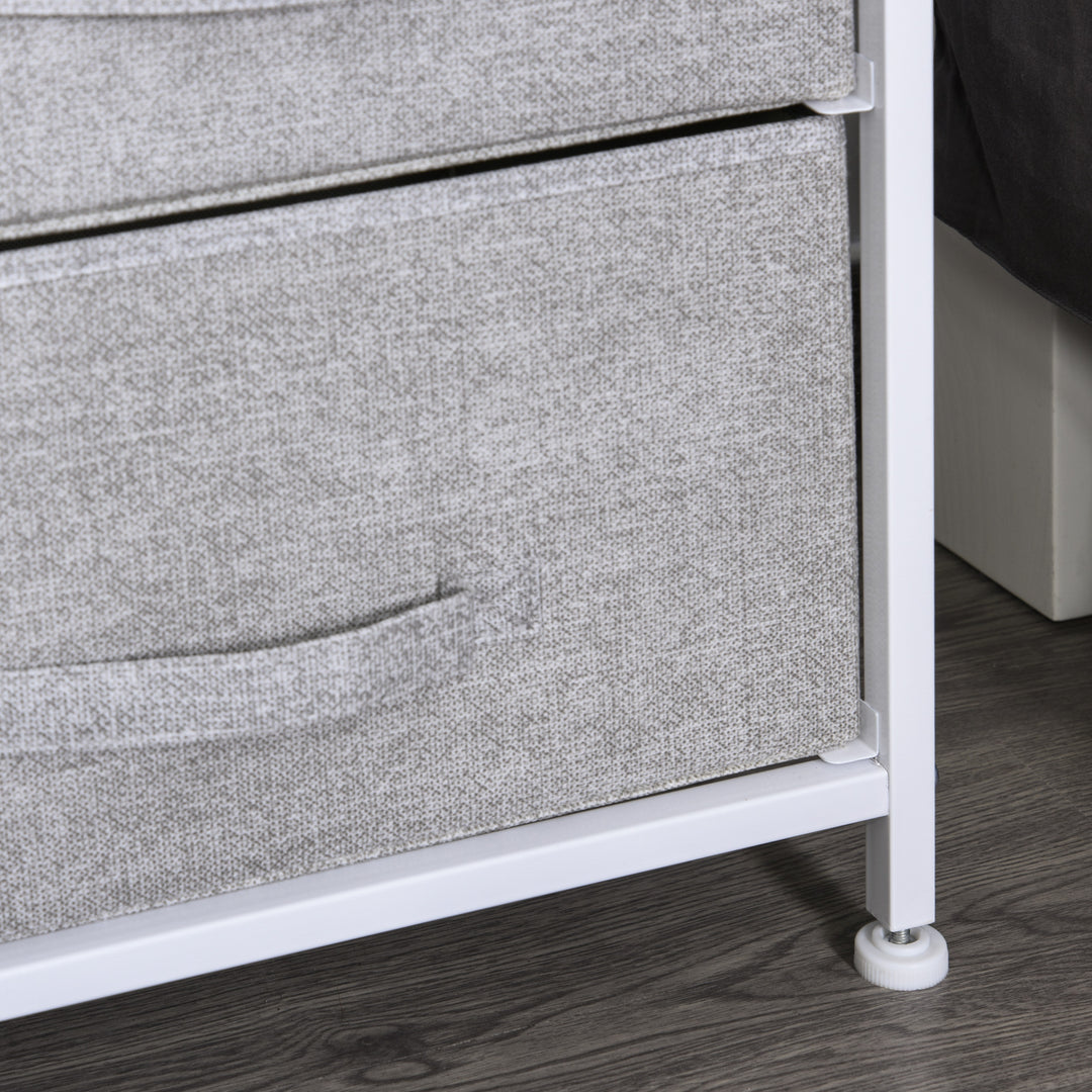 5 Drawer Linen Storage Chest Home Organisation w/ Shelf Handles Metal Frame Adjustable Feet Hallway Home Dresser Grey