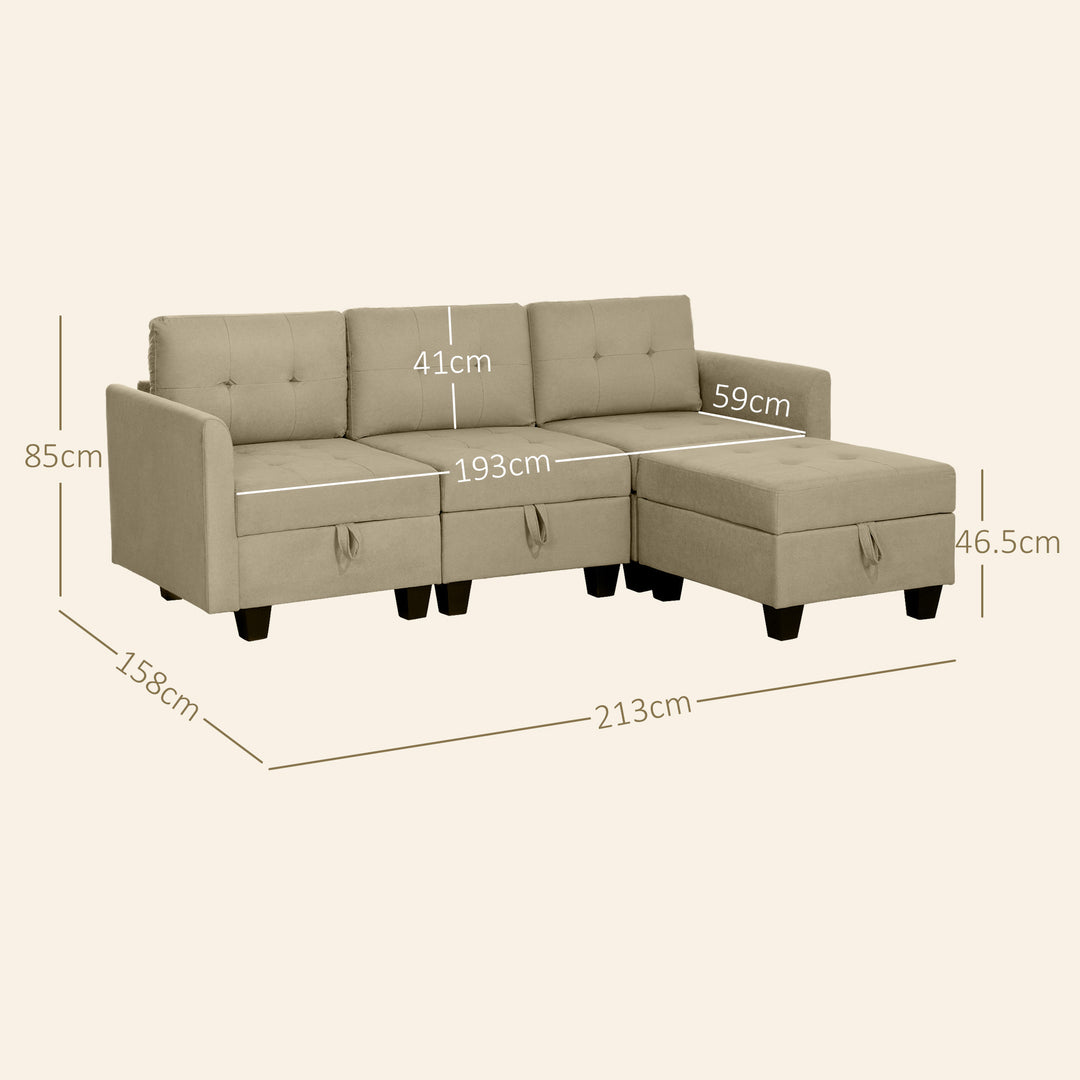 Convertible Modular Sectional Sofa with Storage