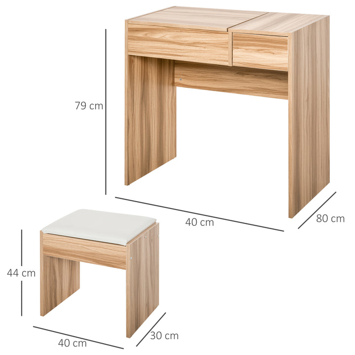 Dressing Table Set with Cushioned Stool