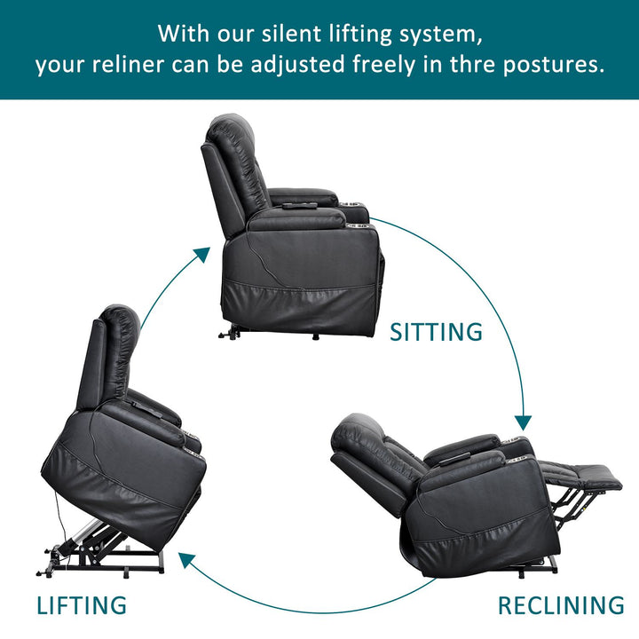 Remote Control Electric Power Lift Recliner Chair for Elderly with Faux Leather