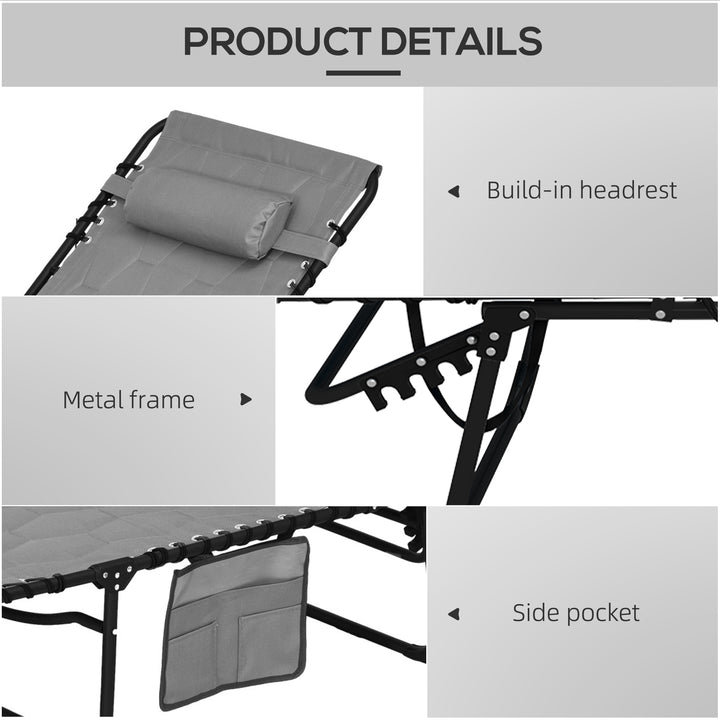 Foldable Sun Lounger Set with 5-level Reclining Back