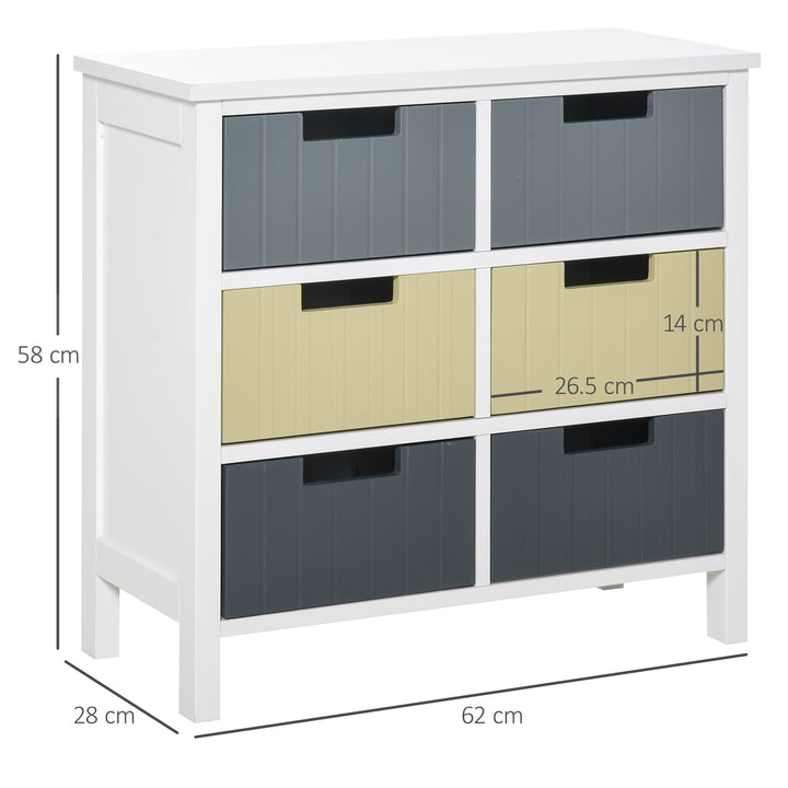 6-Drawer Storage Tower: Wooden-Top Dresser Chest for Bedroom