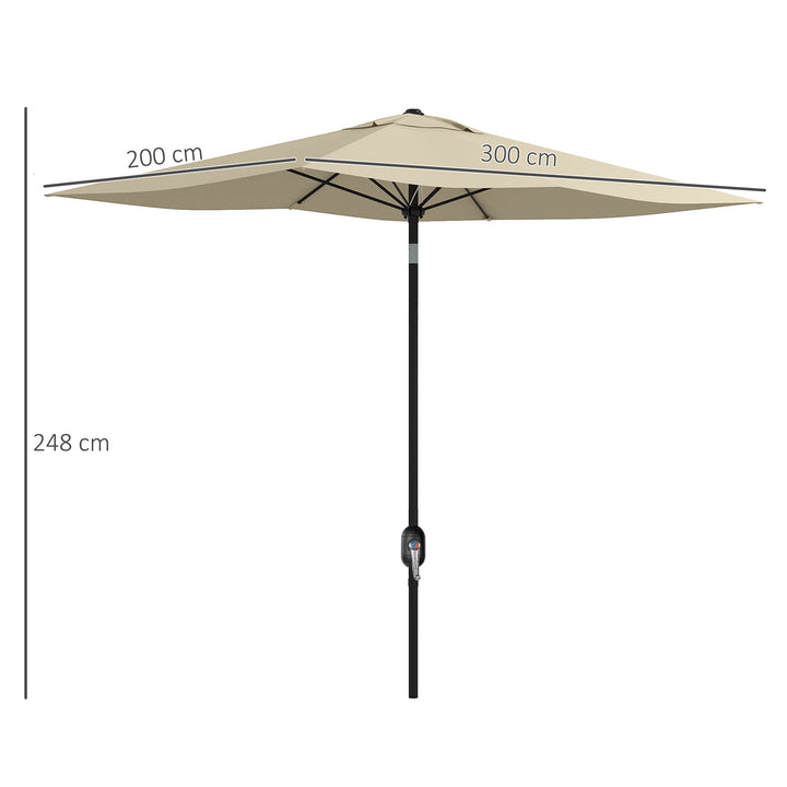 Rectangular Patio Parasol: 2x3m Market Umbrella with Crank & Tilt