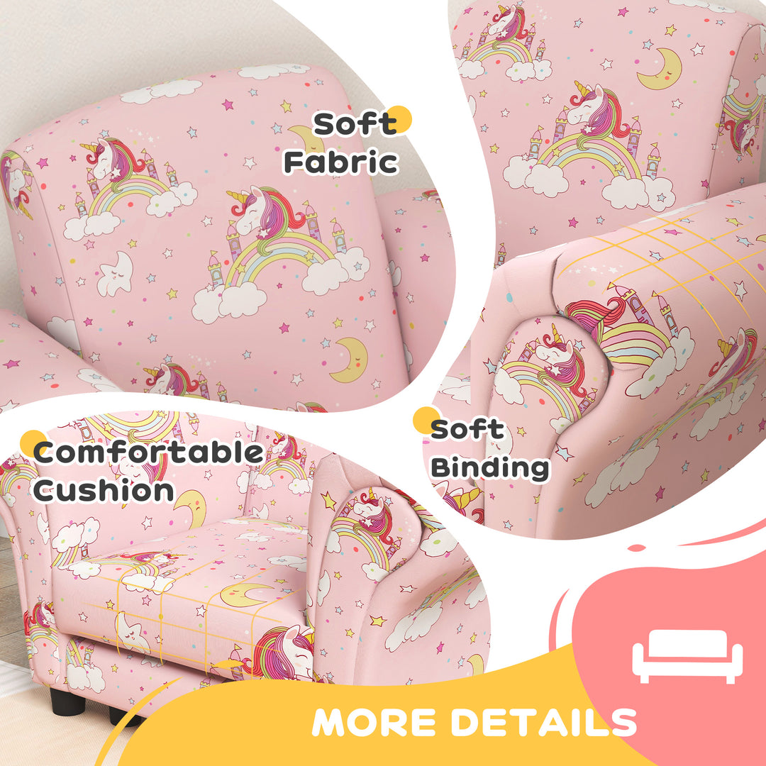 2 Piece Kids Sofa Set with Unicorn Design