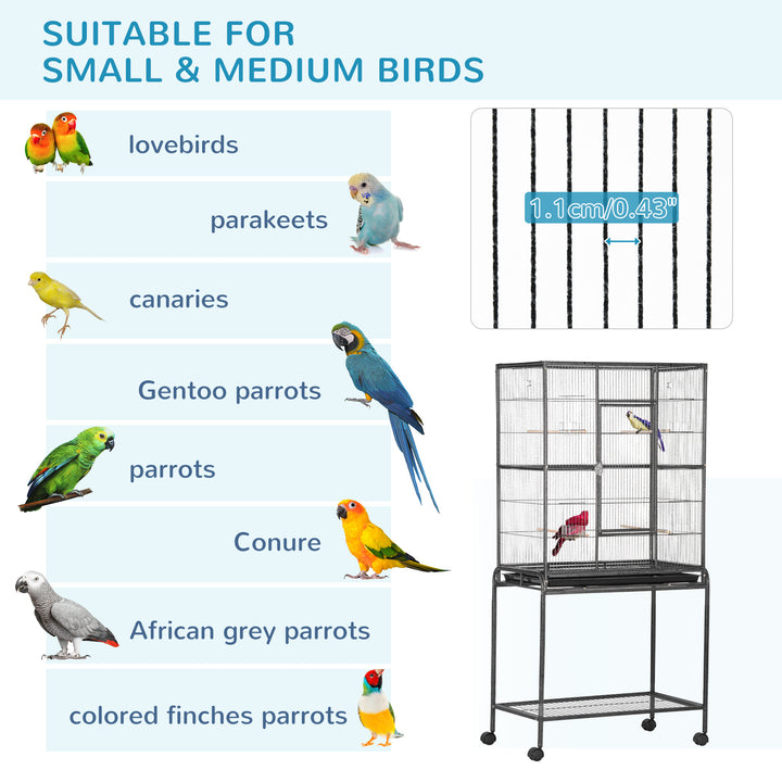 Avian Abode: Wheeled Metal Cage for Canaries & Parakeets