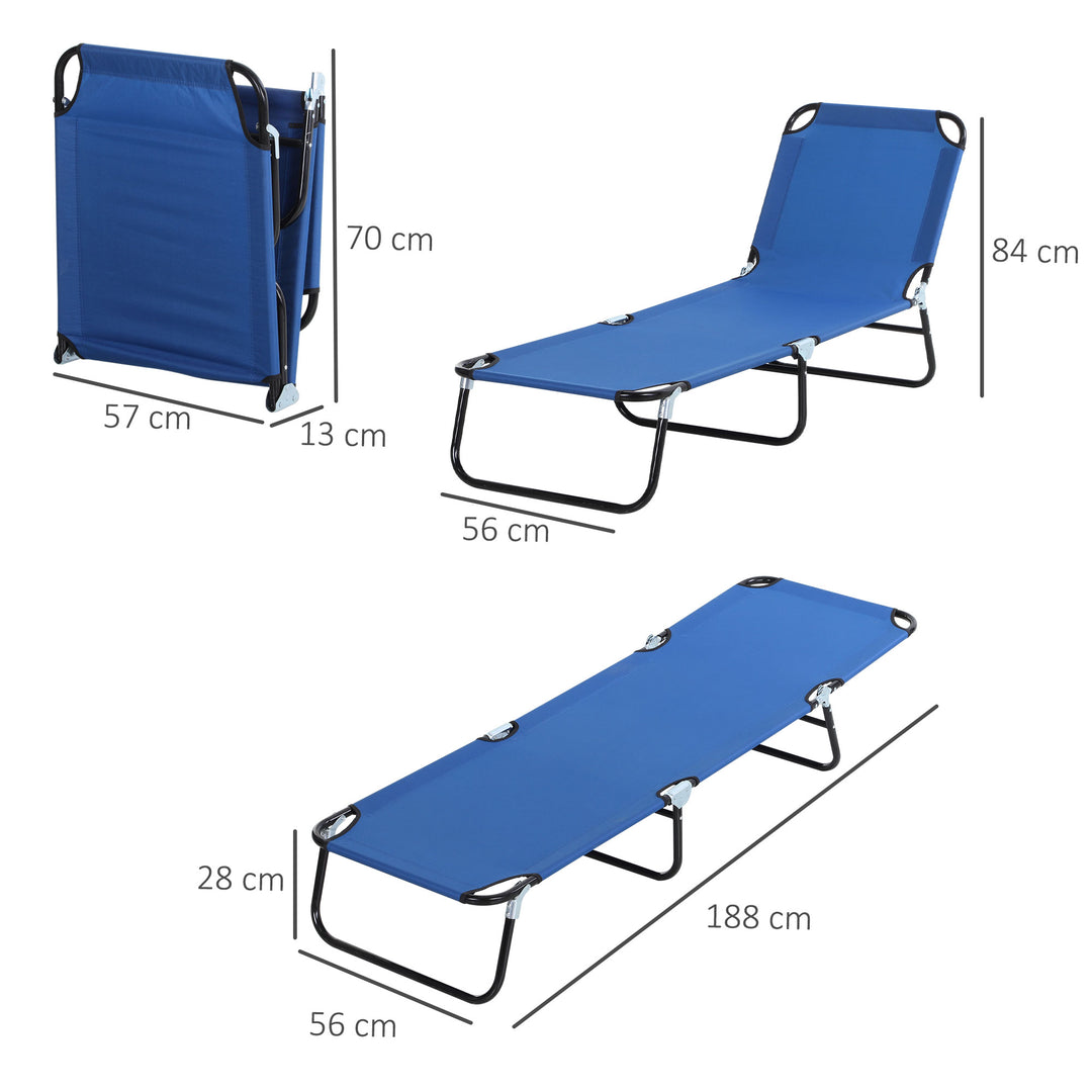 Folding Sun Lounger: Adjustable 5-Position Backrest