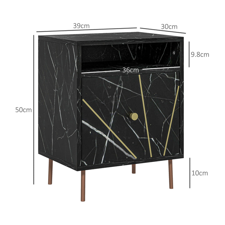 HOMCOM Marble Effect Bedside Table