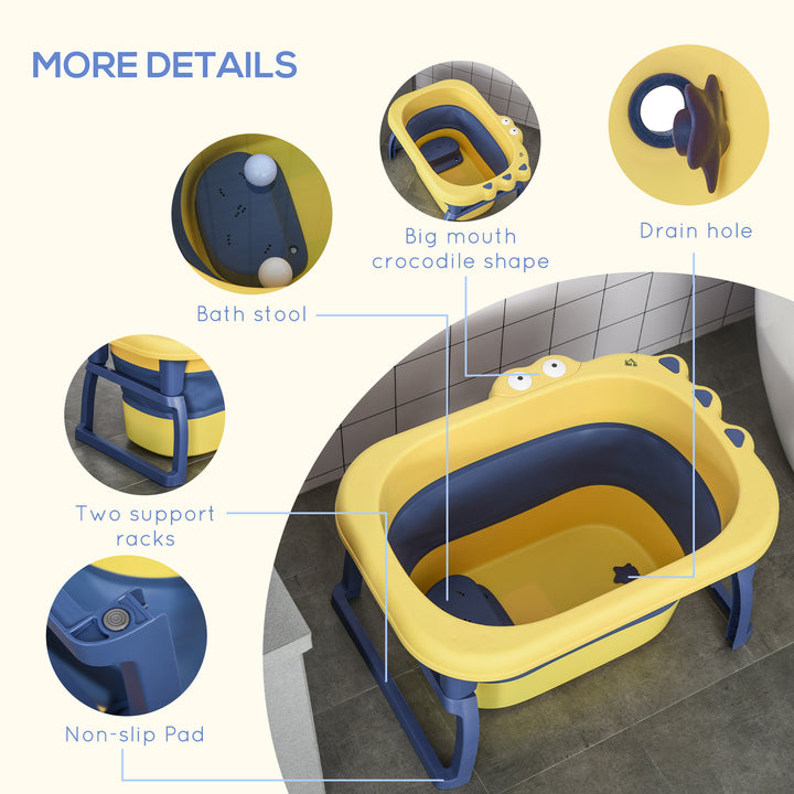 Crocodile Cove: Collapsible Baby Bath with Non-Slip Seat