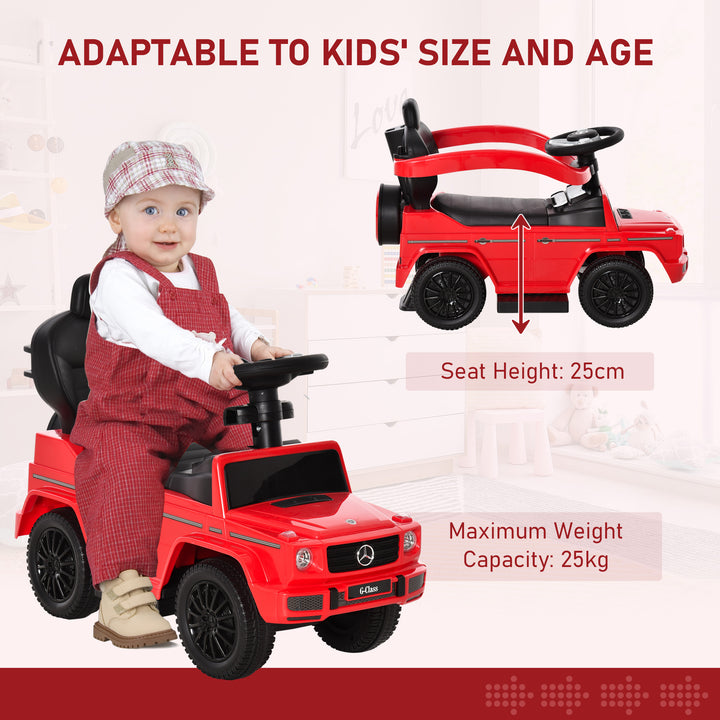 Compatible Kids Children's Ride-On Push Along Car Sliding Walker Mercedes-Benz G350 Licensed Floor Slider Vehicle with Steering Wheel Red