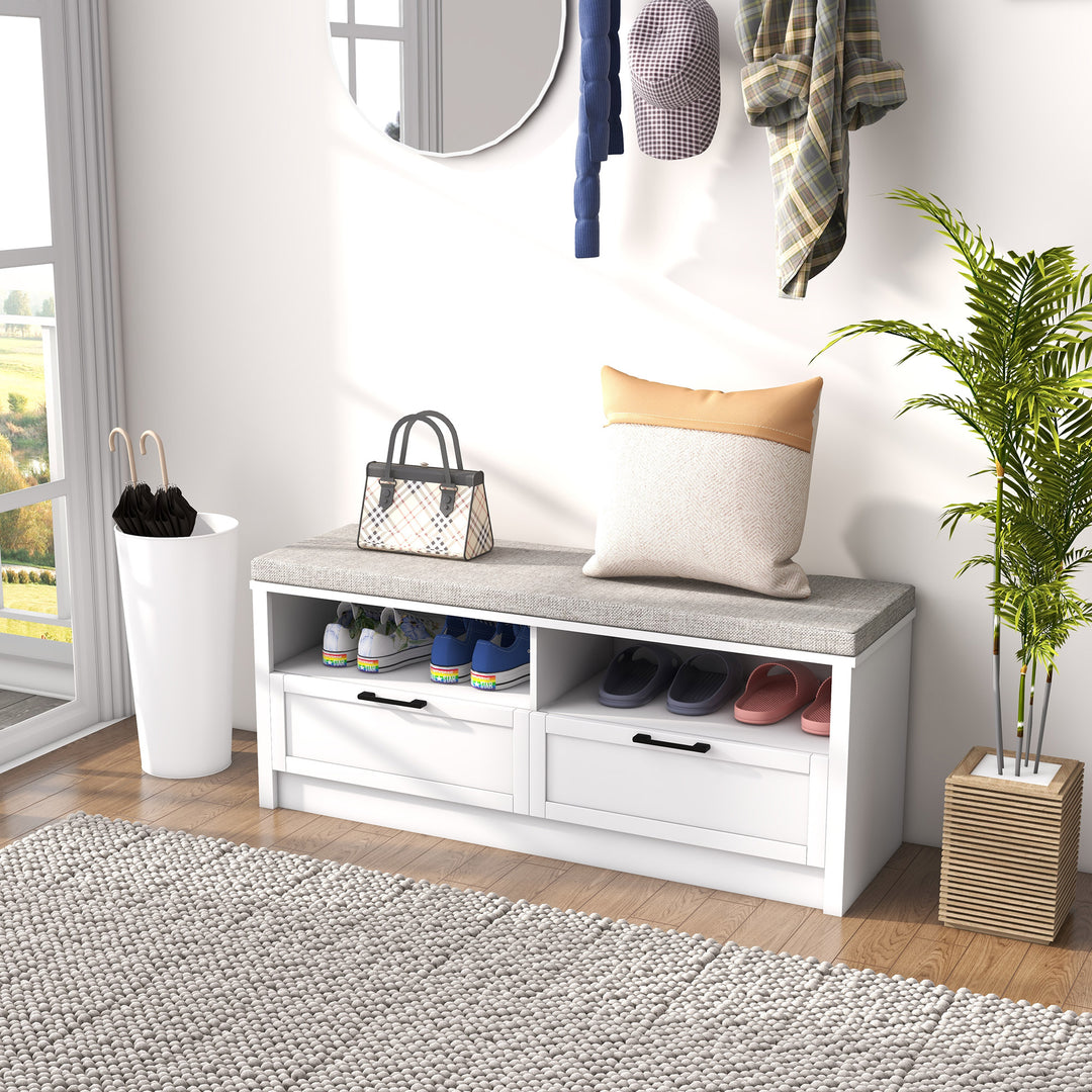 Entryway Bench: Padded Seating with Storage Drawers