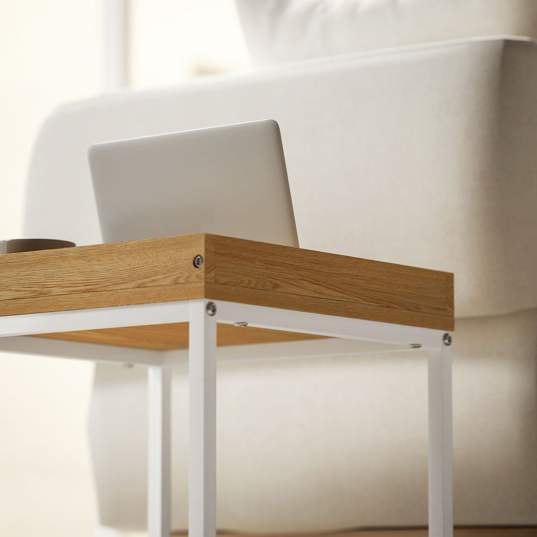 Set of Two Boxy Nesting Tables - White/Wood-Effect