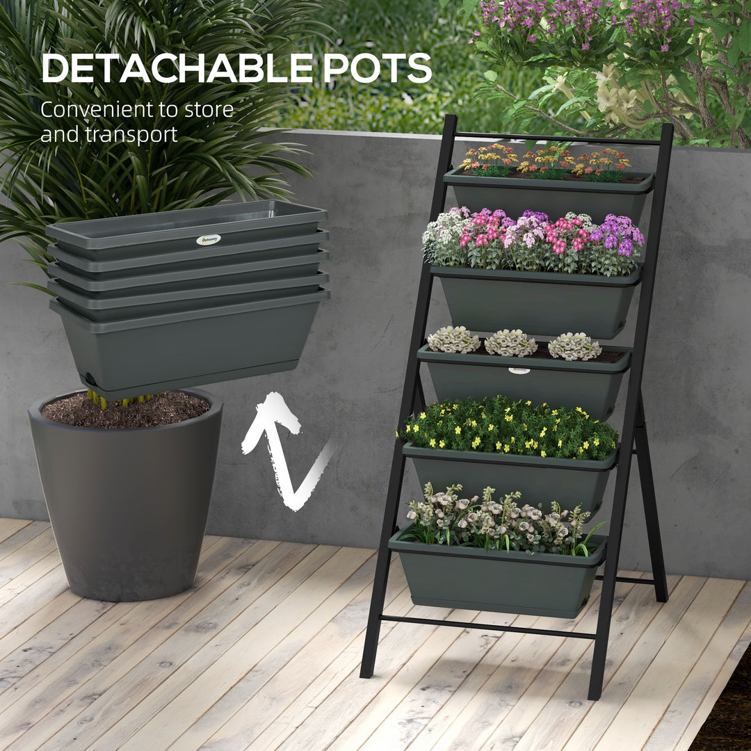 Vertical Veggie Villa: 5-Tier Raised Planter for Outdoor Herbs & Blooms