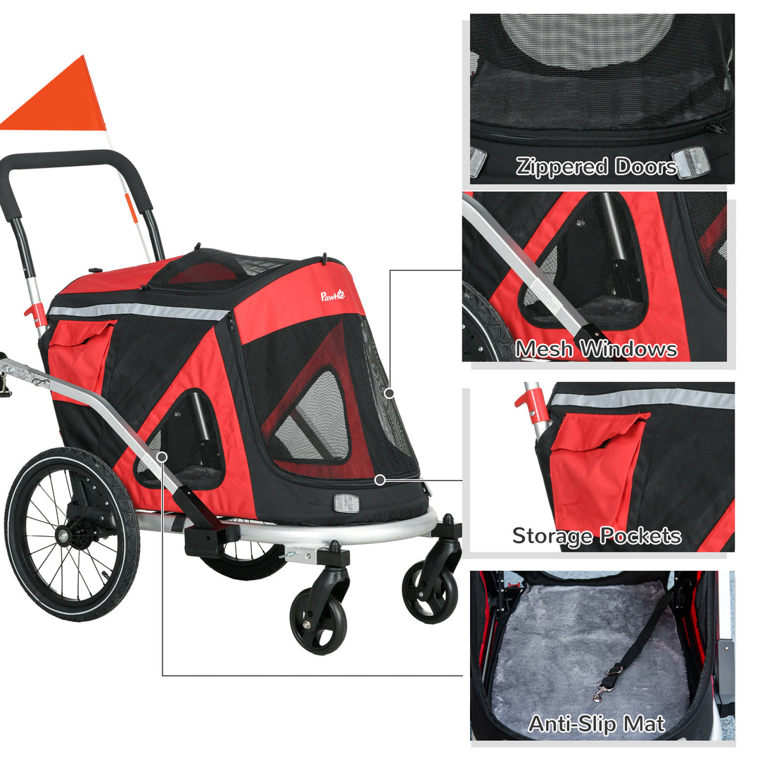 Aluminium 2-in-1 Foldable Dog Bike Trailer & Pet Stroller for Medium Dogs