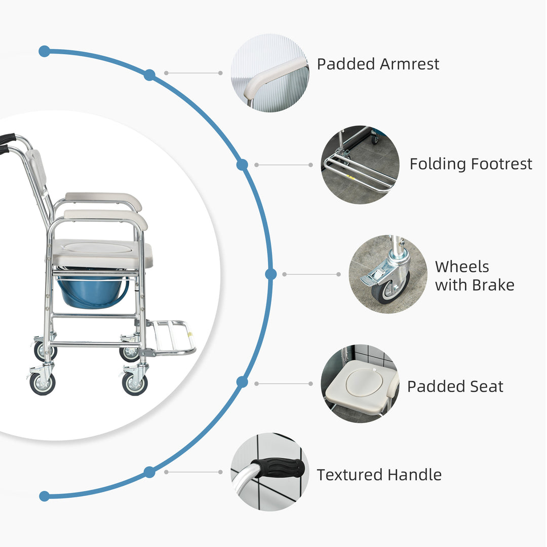 3-in-1 Shower Commode Wheelchair