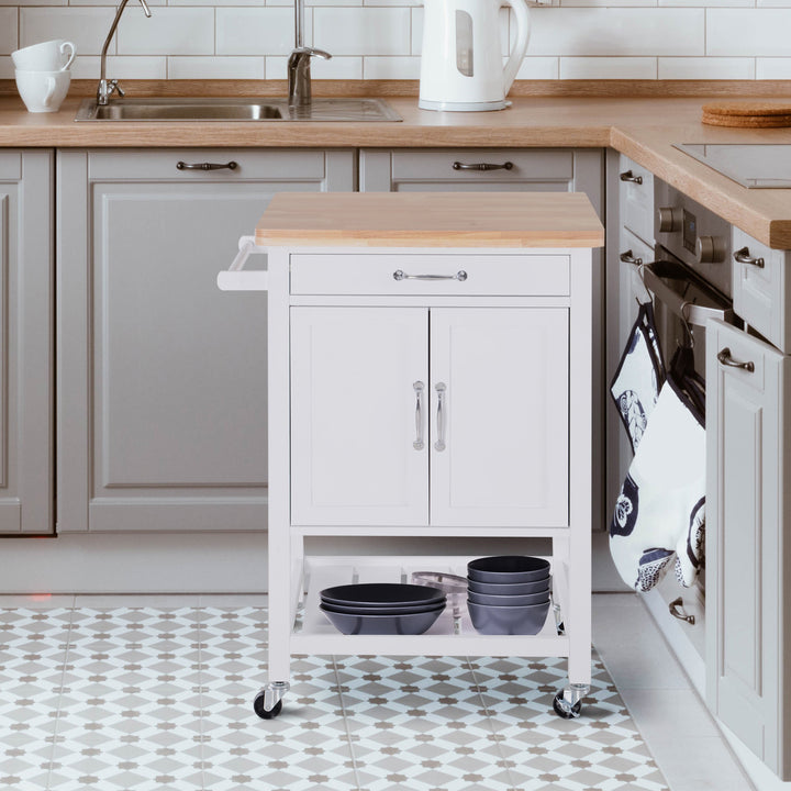 Kitchen Island W/ Drawer-White/Oak Colour