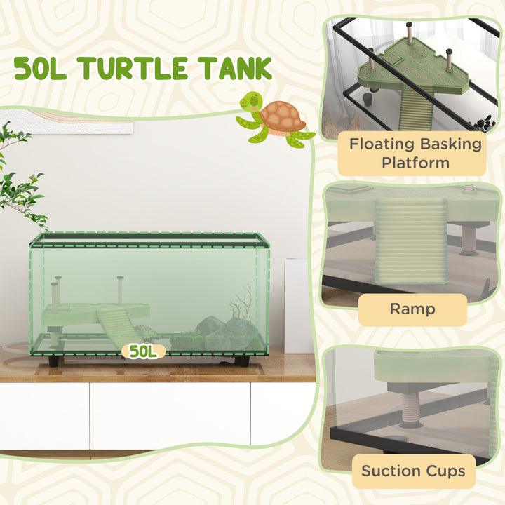 50L Glass Turtle Tank Aquarium with Basking Platform