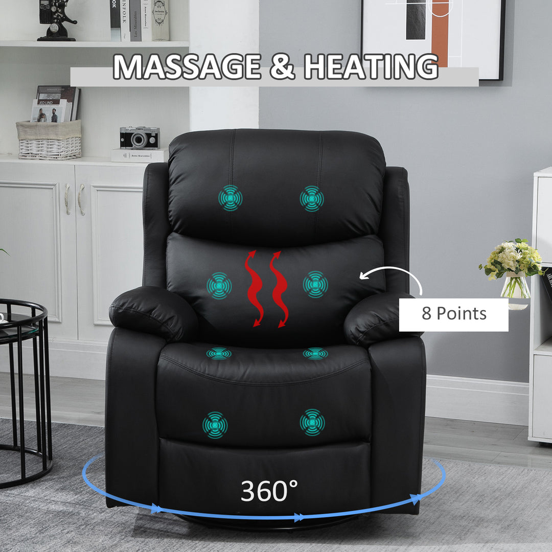 PU Leather Reclining Chair with 8 Massage Points and Heat